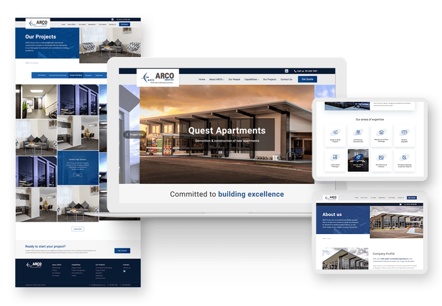 Prestaxi created the website for construction company ARCO to present their services